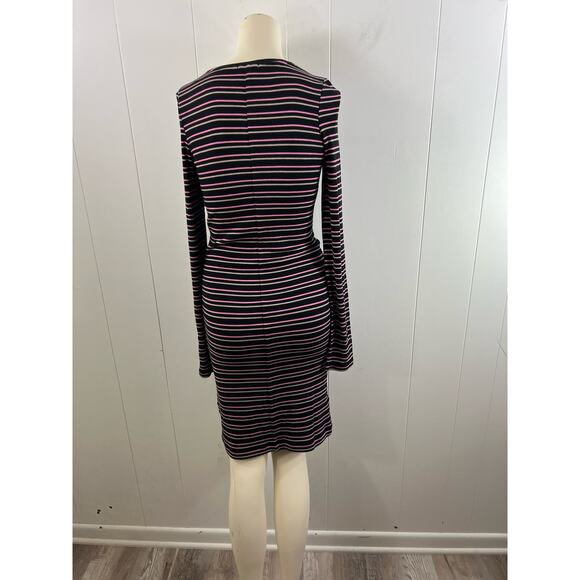 NEW! ATM Anthony Thomas Melillo LS Dress Striped in Black Pink Beige In Size M - Picture 2 of 7